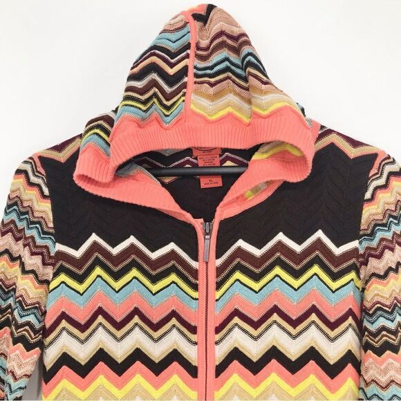 Missoni for Target Colorful Zigzag Full Zip Long Hooded Knit Cardigan Sweater - Picture 3 of 16